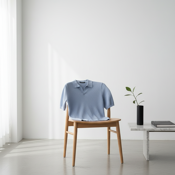 Men's V Knit Lapel Short Sleeve Top
