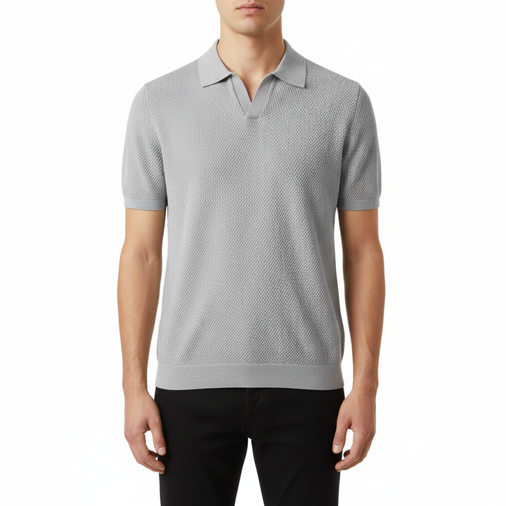 Men's V Knit Lapel Short Sleeve Top