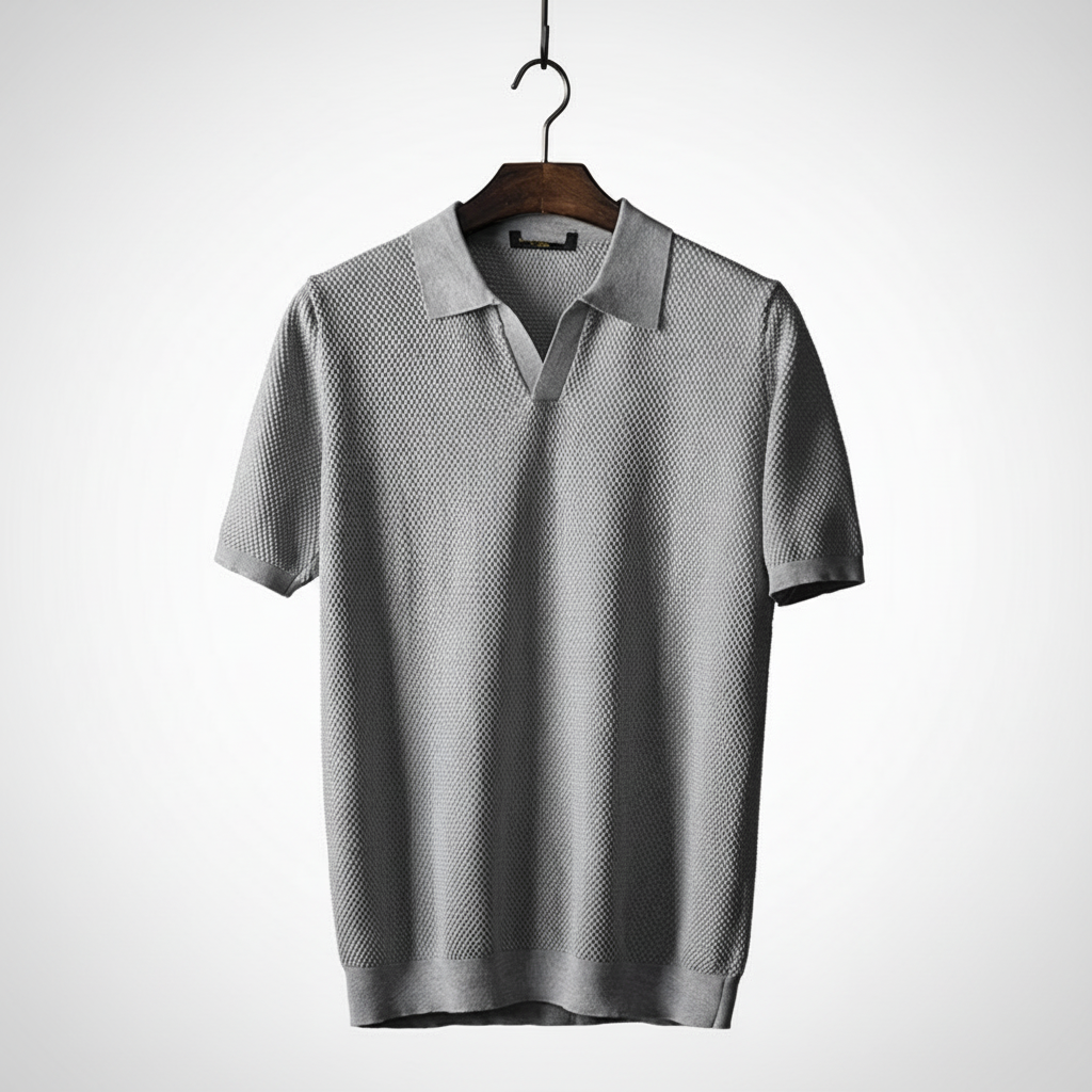 Men's V Knit Lapel Short Sleeve Top