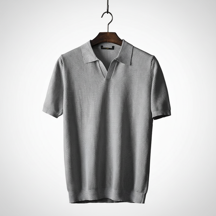 Men's V Knit Lapel Short Sleeve Top