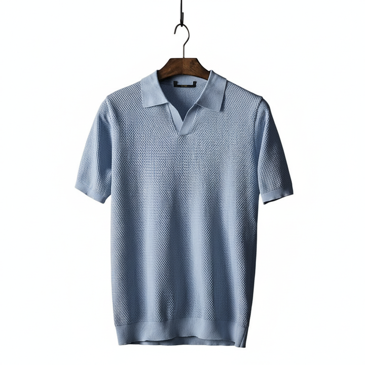 Men's V Knit Lapel Short Sleeve Top