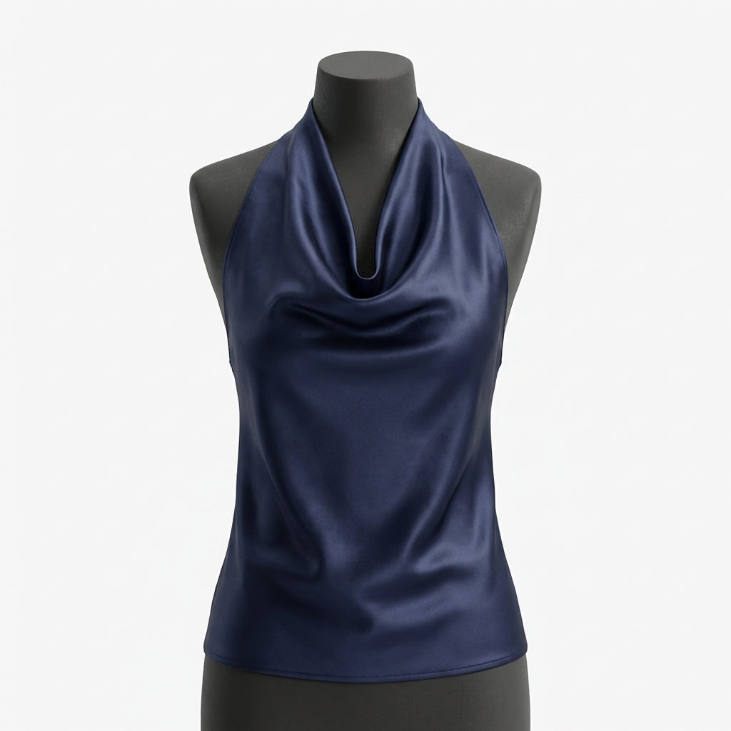 Women Solid Color Swing Collar Sleeveless Vest Trendy Elegant Shirt With Halter Neckline Backless Short Sleeve Tops Tshirts