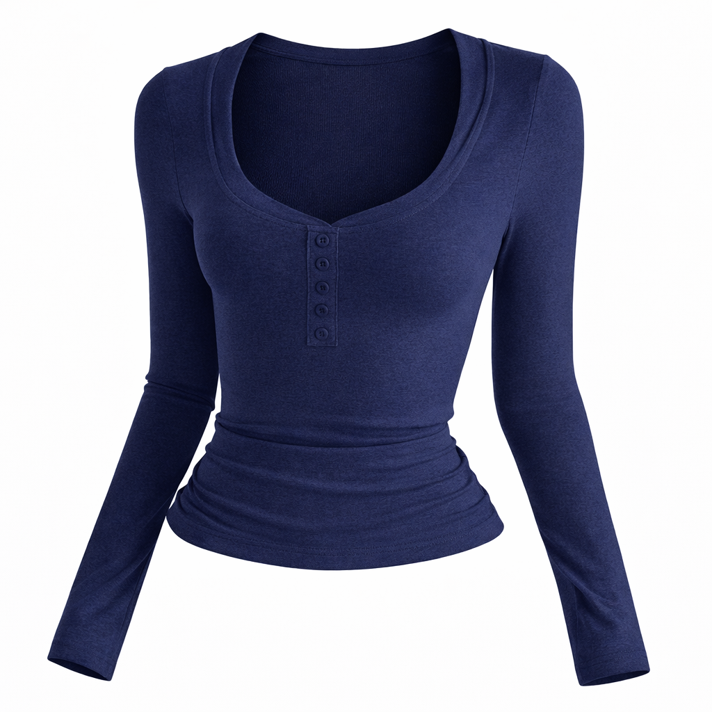 Slim Fit Long Sleeve Knit Top for Women