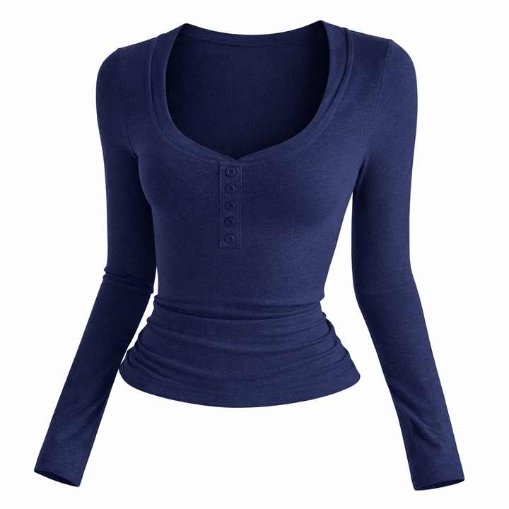 Slim Fit Long Sleeve Knit Top for Women