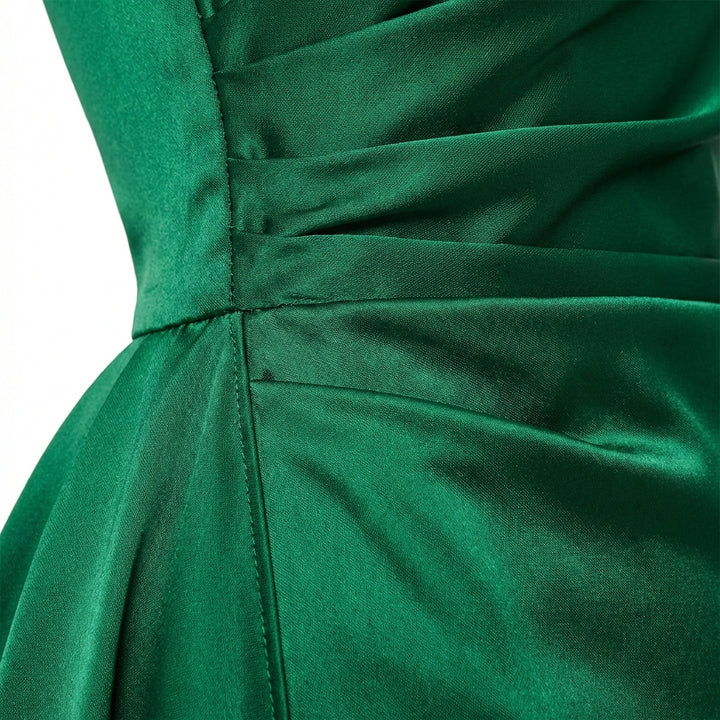 Women's One-Shoulder Backless Satin Maxi Dress – High Slit Elegant Bodycon Evening Dress