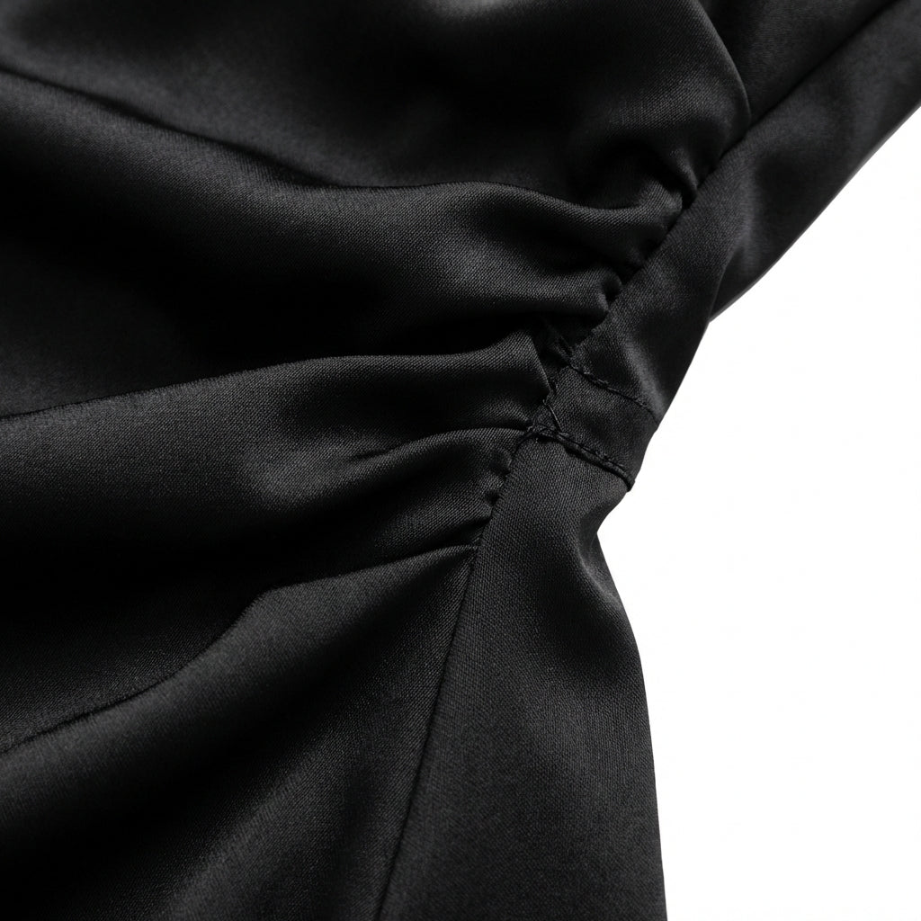 Women's One-Shoulder Backless Satin Maxi Dress – High Slit Elegant Bodycon Evening Dress