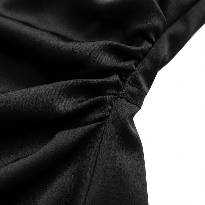 Women's One-Shoulder Backless Satin Maxi Dress – High Slit Elegant Bodycon Evening Dress