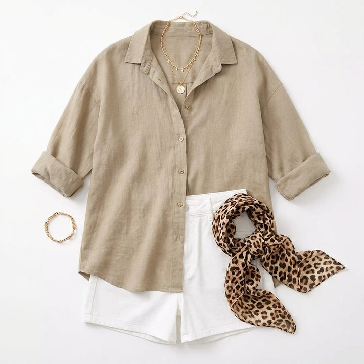 Lapel Long Sleeve Shirt Women's Single-breasted Pleated Shirt Tops Clothing