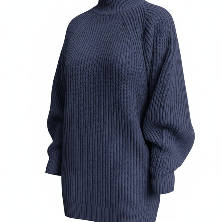 Solid Turtleneck Long Sweater Winter Warm Women Sweater Dress