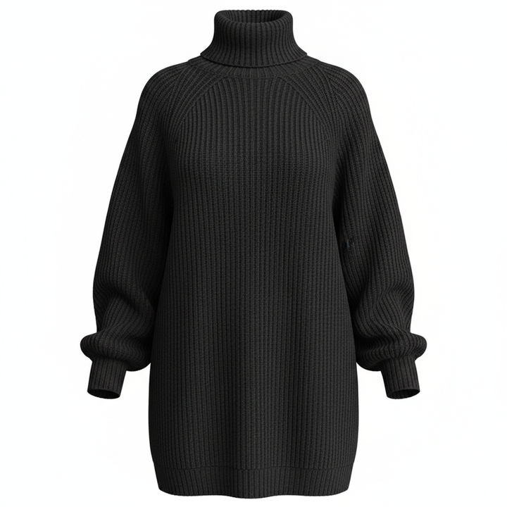 Solid Turtleneck Long Sweater Winter Warm Women Sweater Dress
