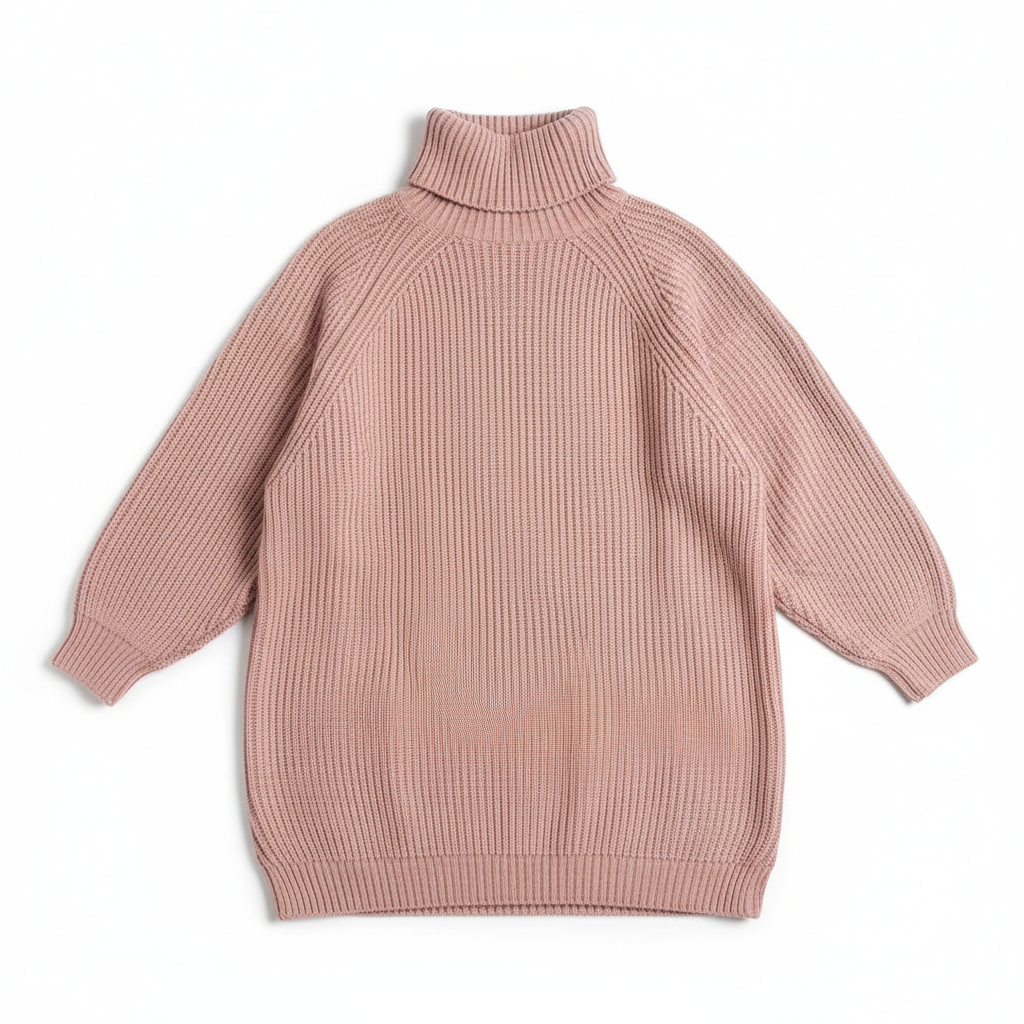 Solid Turtleneck Long Sweater Winter Warm Women Sweater Dress