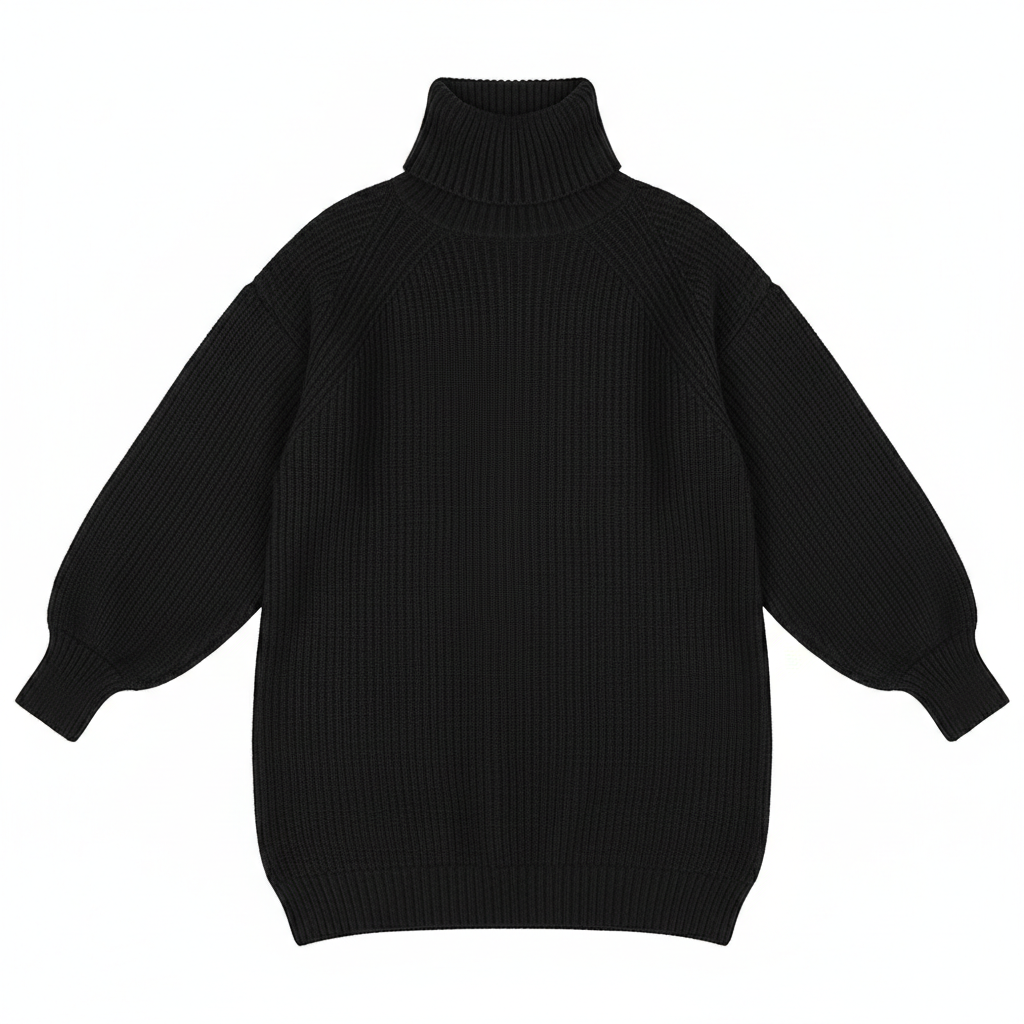 Solid Turtleneck Long Sweater Winter Warm Women Sweater Dress