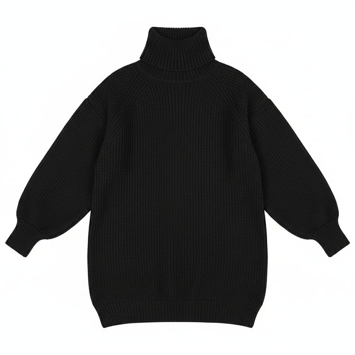 Solid Turtleneck Long Sweater Winter Warm Women Sweater Dress