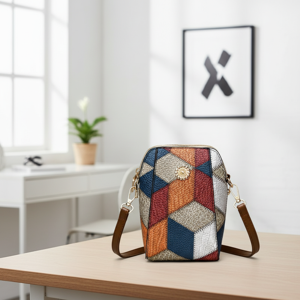 Patchwork PU Crossbody Bag – Stylish Mini Shoulder Travel Bag