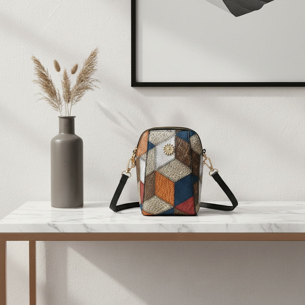 Patchwork PU Crossbody Bag – Stylish Mini Shoulder Travel Bag