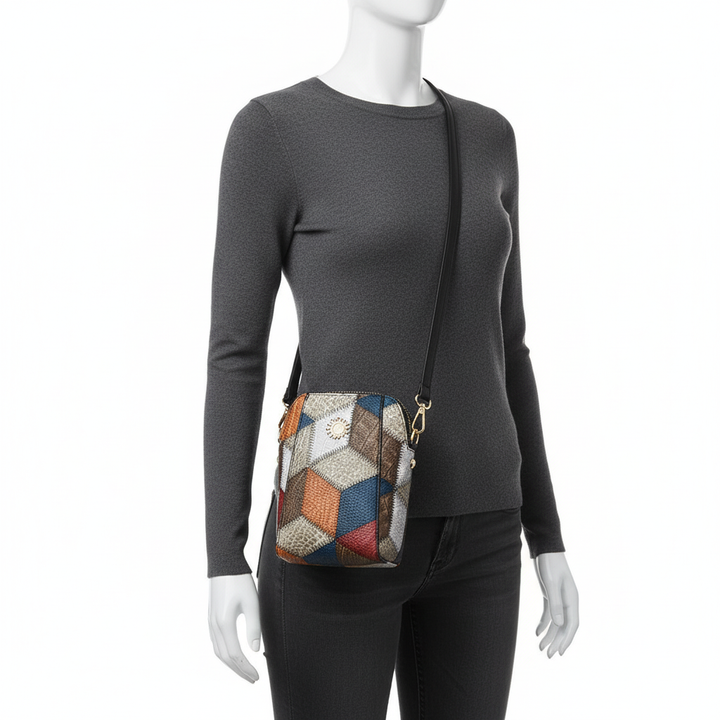 Patchwork PU Crossbody Bag – Stylish Mini Shoulder Travel Bag
