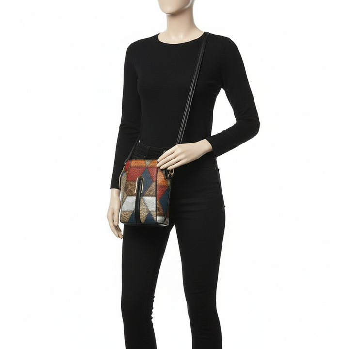 Patchwork PU Leather Crossbody Bag – Women’s Mini Shoulder Messenger Bag