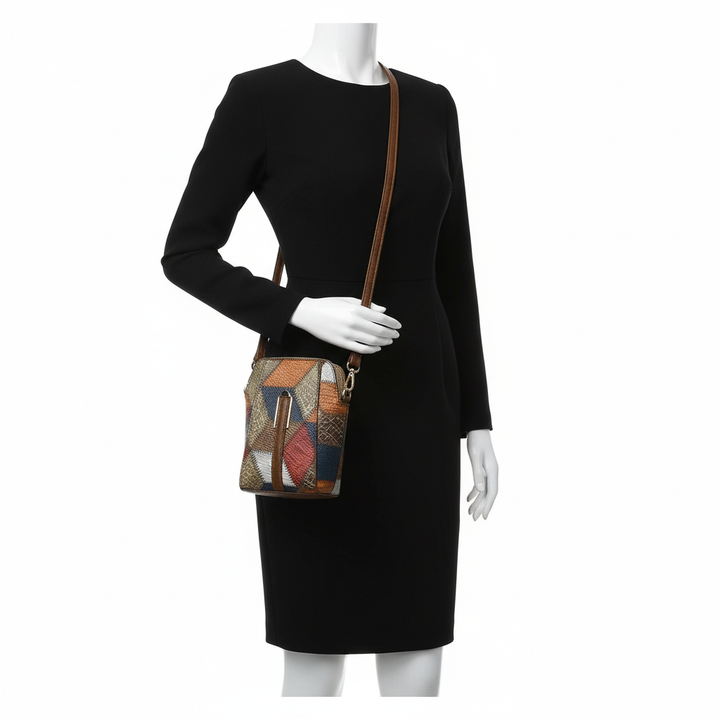 Patchwork PU Leather Crossbody Bag – Women’s Mini Shoulder Messenger Bag
