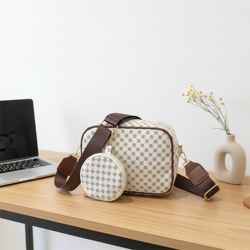 Plaid Pattern Crossbody Bag with Mini Coin Purse – Stylish Women’s Shoulder Bag