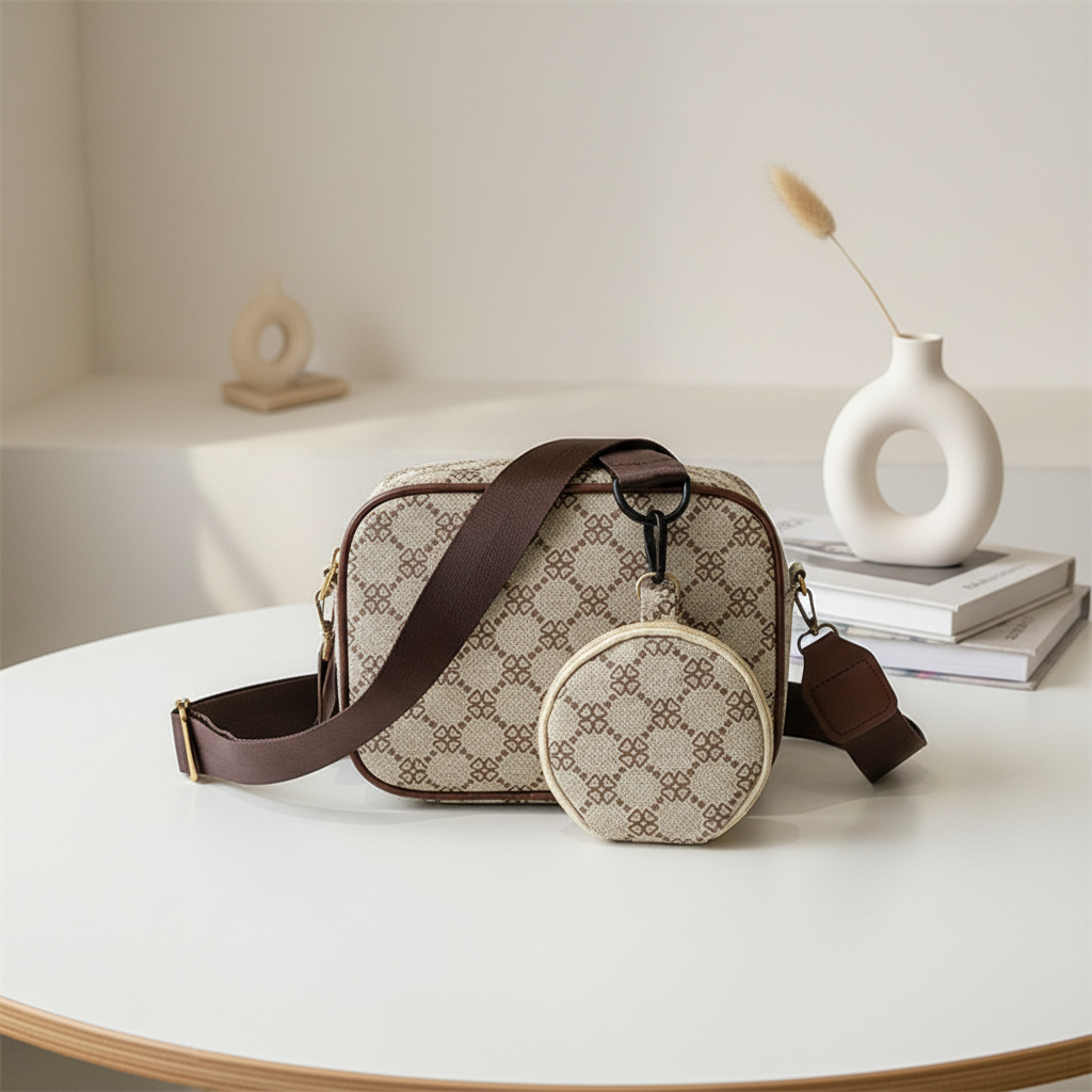 Plaid Pattern Crossbody Bag with Mini Coin Purse – Stylish Women’s Shoulder Bag