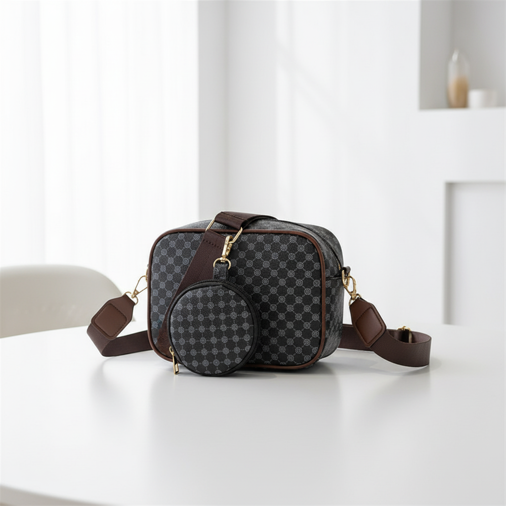 Plaid Pattern Crossbody Bag with Mini Coin Purse – Stylish Women’s Shoulder Bag