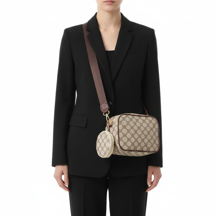 Plaid Pattern Crossbody Bag with Mini Coin Purse – Stylish Women’s Shoulder Bag