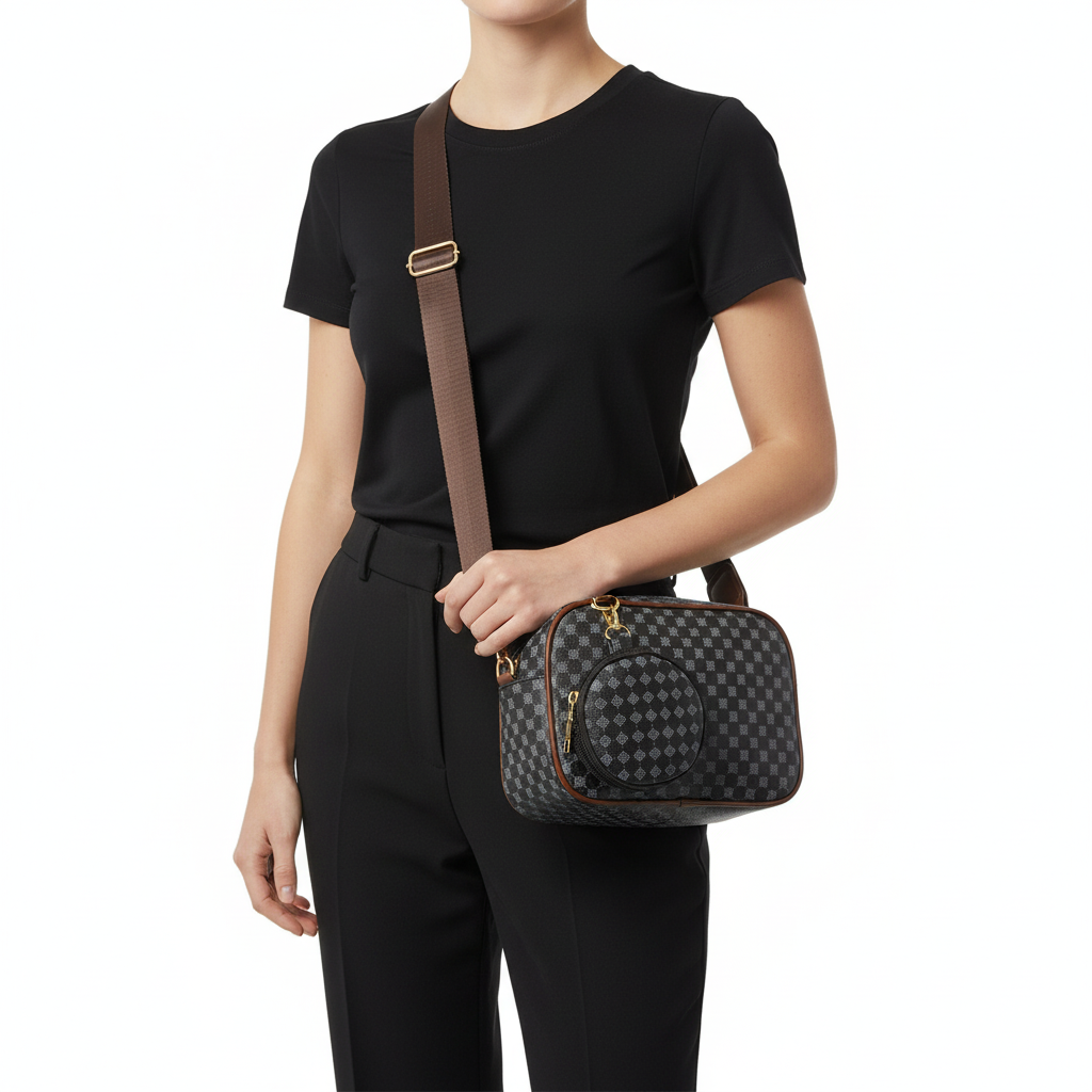Plaid Pattern Crossbody Bag with Mini Coin Purse – Stylish Women’s Shoulder Bag
