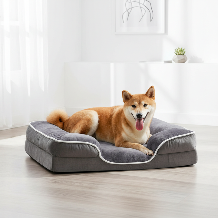 Memory Foam Pet Bed For Small Dogs & Cats With Washable Removable Cover Non-Slip Base Waterproof Liner