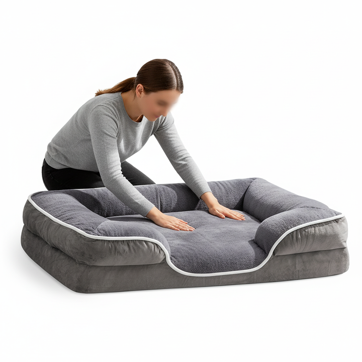 Memory Foam Pet Bed For Small Dogs & Cats With Washable Removable Cover Non-Slip Base Waterproof Liner