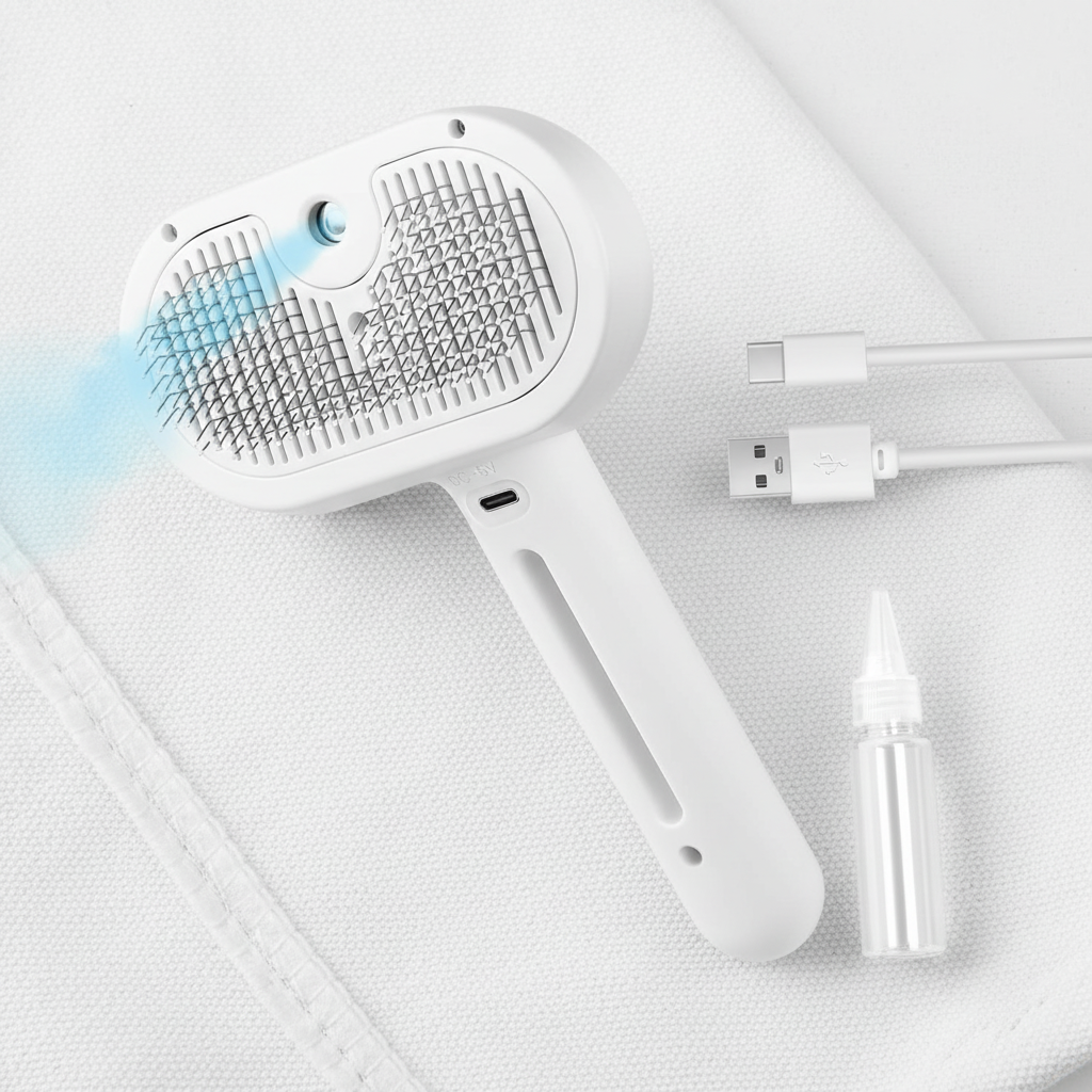 3 In 1 Cat Steam Brush, Pet Steam Brush For Cat Dog Long Short Haired, Pet Spray Hair Removal Comb For Small Animals Shedding & Grooming, Water Mist Spray Brushes With Release Button