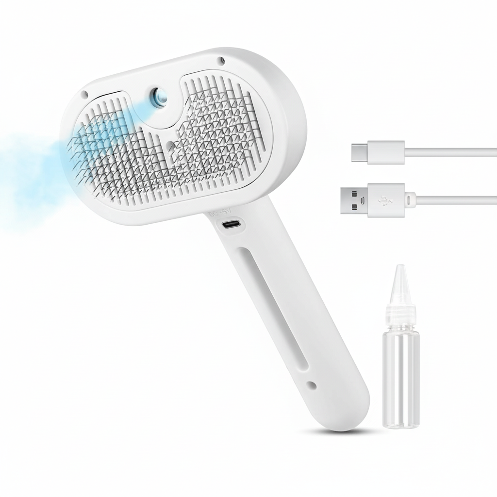 3 In 1 Cat Steam Brush, Pet Steam Brush For Cat Dog Long Short Haired, Pet Spray Hair Removal Comb For Small Animals Shedding & Grooming, Water Mist Spray Brushes With Release Button