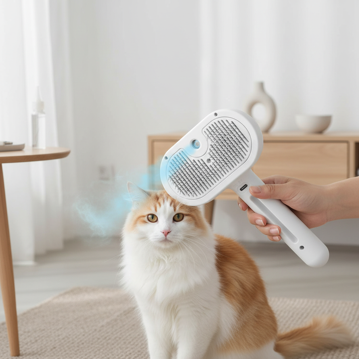 3 In 1 Cat Steam Brush, Pet Steam Brush For Cat Dog Long Short Haired, Pet Spray Hair Removal Comb For Small Animals Shedding & Grooming, Water Mist Spray Brushes With Release Button