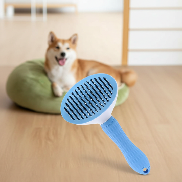 7pcs Pet Grooming Kit, Self-Cleaning Brush Shedding Kit With Nail Clipper, Flea Comb, Shampoo Bath Brush, Finger Toothbrush