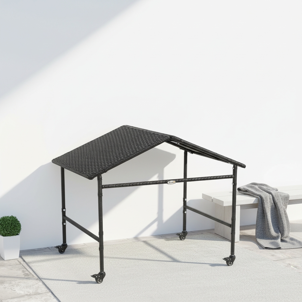 Outdoor Rattan Dog Shade Shelter with Wheels
