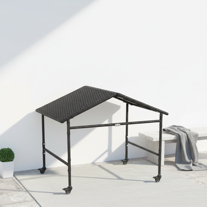Outdoor Rattan Dog Shade Shelter with Wheels
