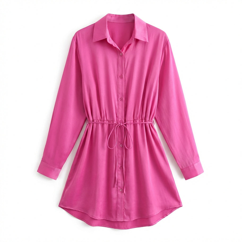 Women's Long Sleeve Jumpsuit With Button Fashion Shirt Dress