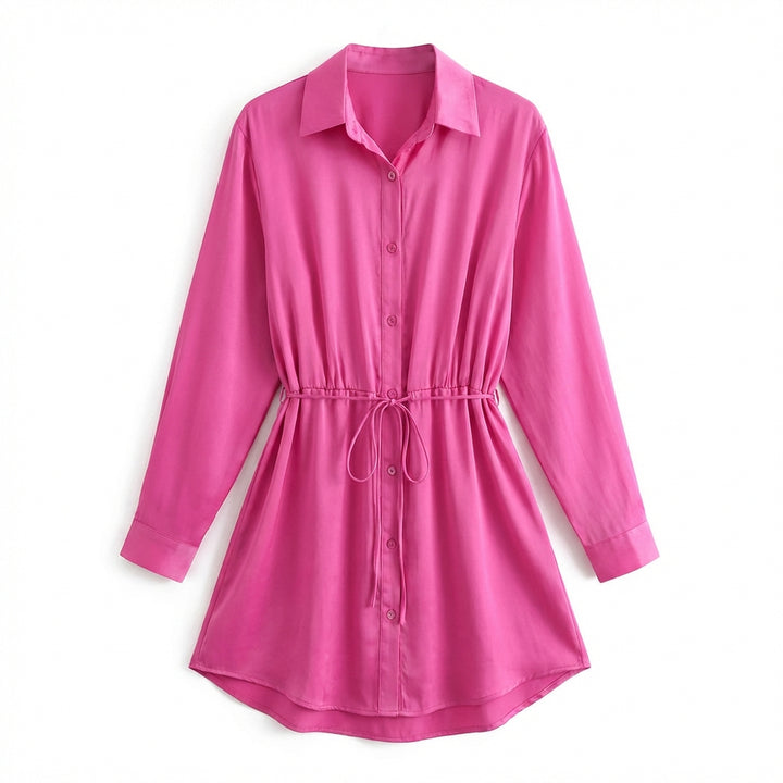 Women's Long Sleeve Jumpsuit With Button Fashion Shirt Dress
