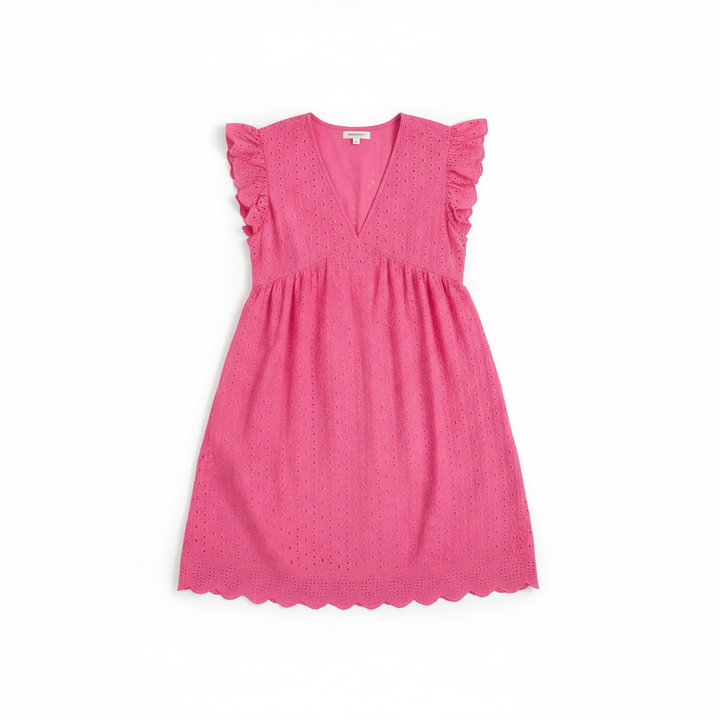 Lace Dresses With Pocket Summer Sleeveless Jacquard Cutout V-Neck Beach Dress