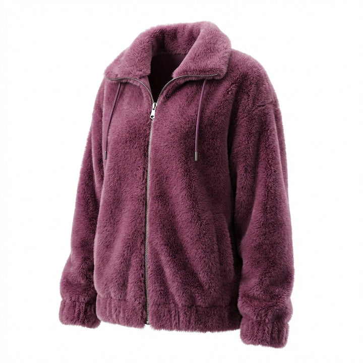 Double Faced Fleece Warm High Neck Sweater Women Cardigan
