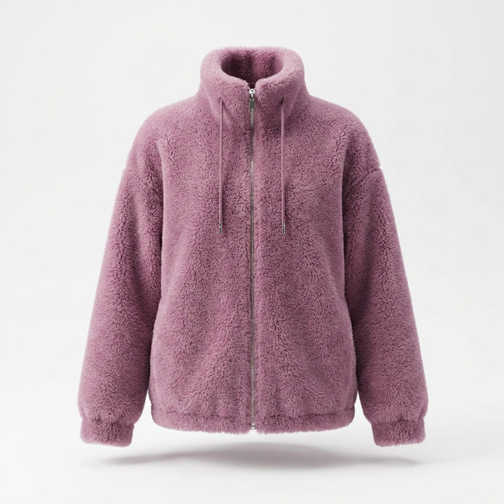 Double Faced Fleece Warm High Neck Sweater Women Cardigan