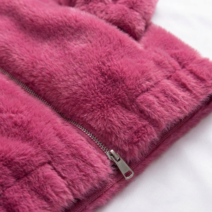 Double Faced Fleece Warm High Neck Sweater Women Cardigan