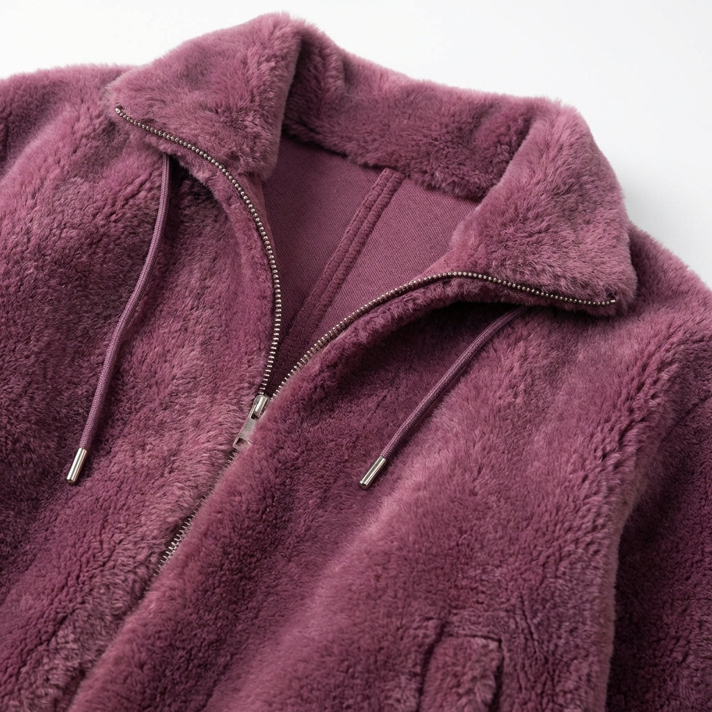 Double Faced Fleece Warm High Neck Sweater Women Cardigan