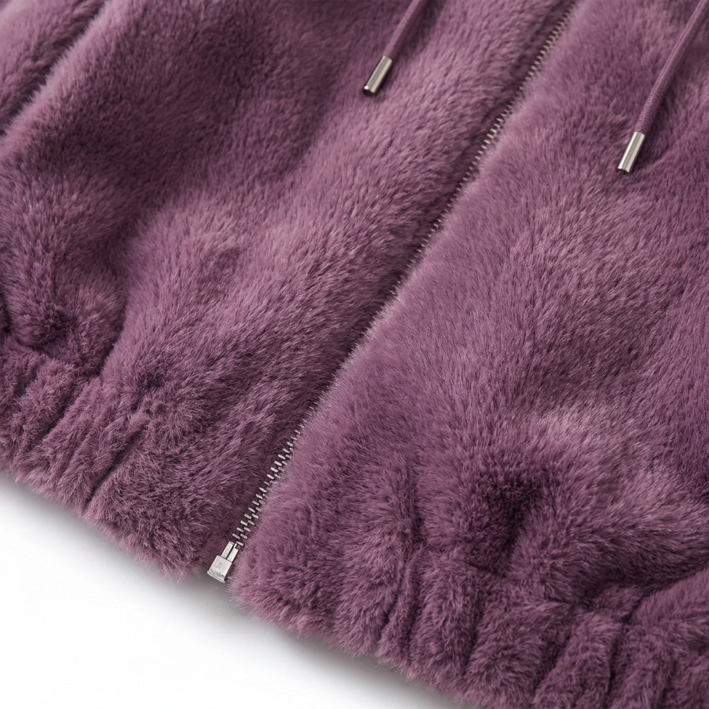 Double Faced Fleece Warm High Neck Sweater Women Cardigan