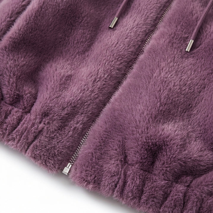 Double Faced Fleece Warm High Neck Sweater Women Cardigan