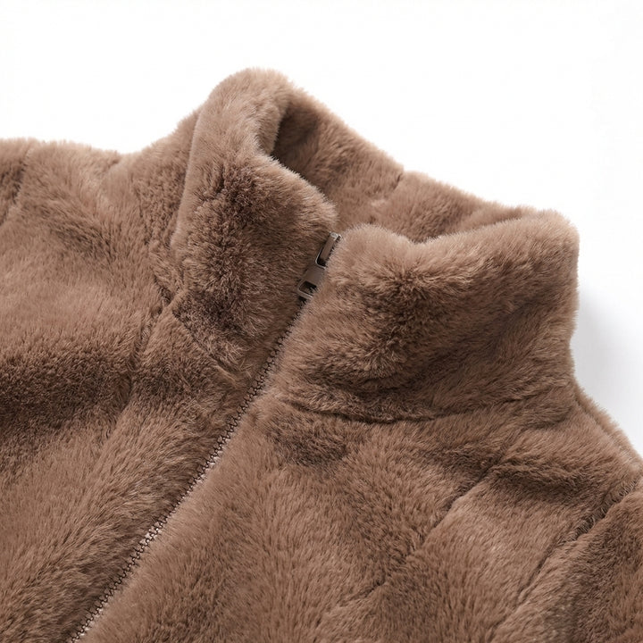 Double Faced Fleece Warm High Neck Sweater Women Cardigan