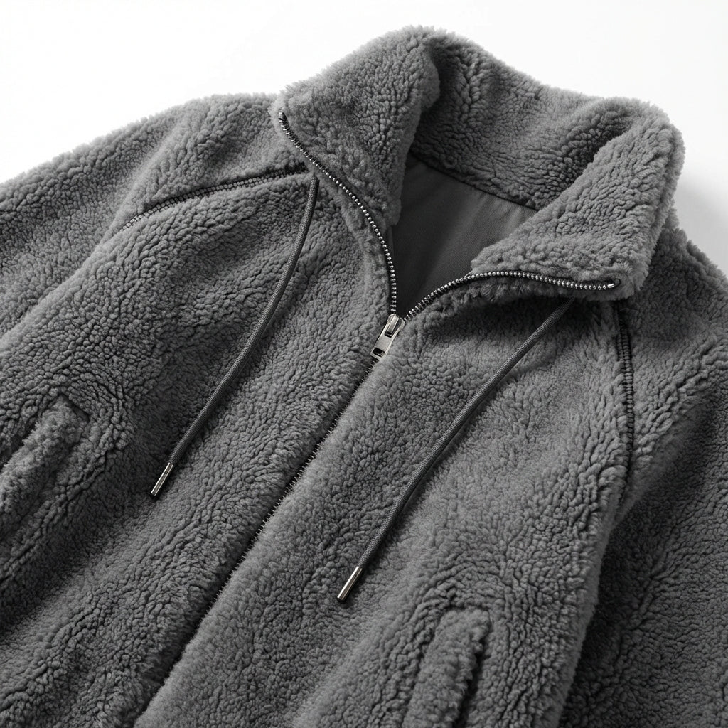 Double Faced Fleece Warm High Neck Sweater Women Cardigan