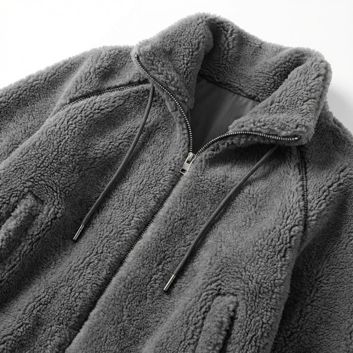 Double Faced Fleece Warm High Neck Sweater Women Cardigan