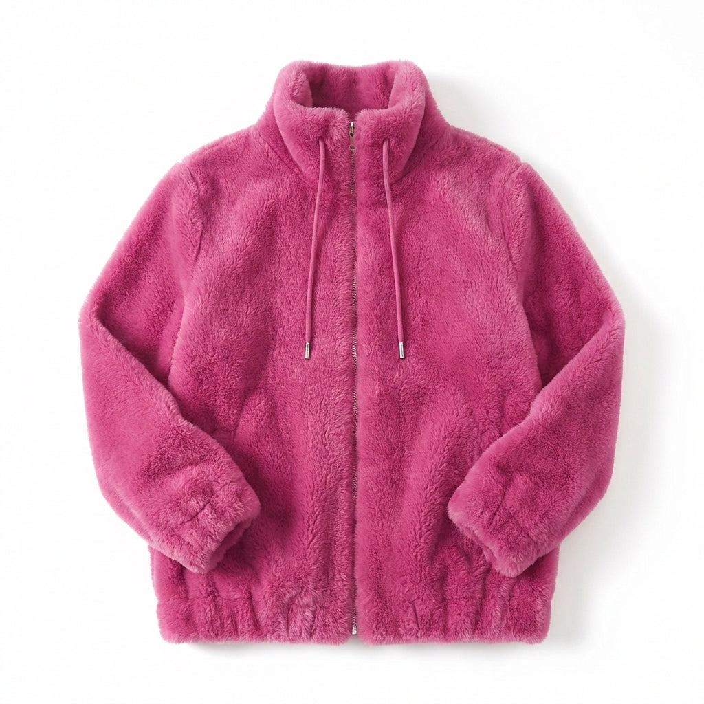 Double Faced Fleece Warm High Neck Sweater Women Cardigan