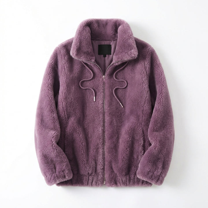 Double Faced Fleece Warm High Neck Sweater Women Cardigan