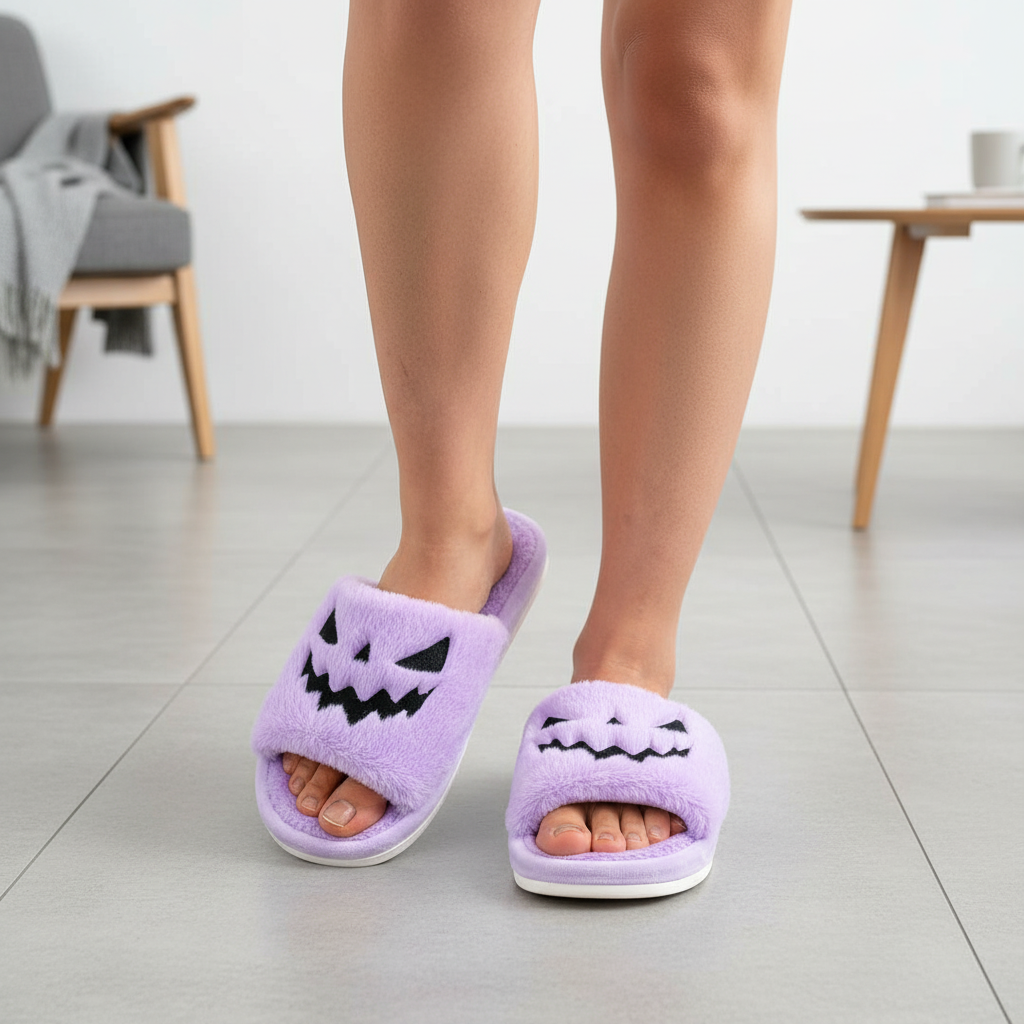 Halloween Shoes Winter Cute Warm Home Slippers Women